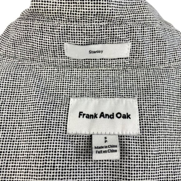 Frank And Oak Men's White Black Polka Dot Short Sleeve Button Up Shirt US S - Picture 3 of 9